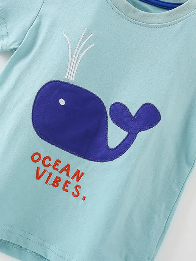 Malwee Boys Ocean Viles T-Shirt Shorts Set Light Blue - Image 4