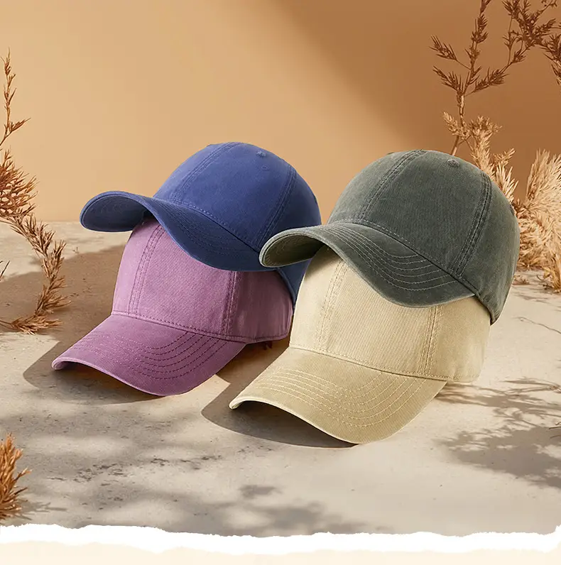 2025 Washed Baseball Cap Light Blue Soft Top Casual Hat — feature 35
