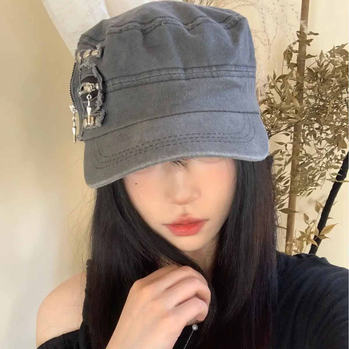 Rivet Cap for Girls, Wind Heavy, Y2K Style - Image 4