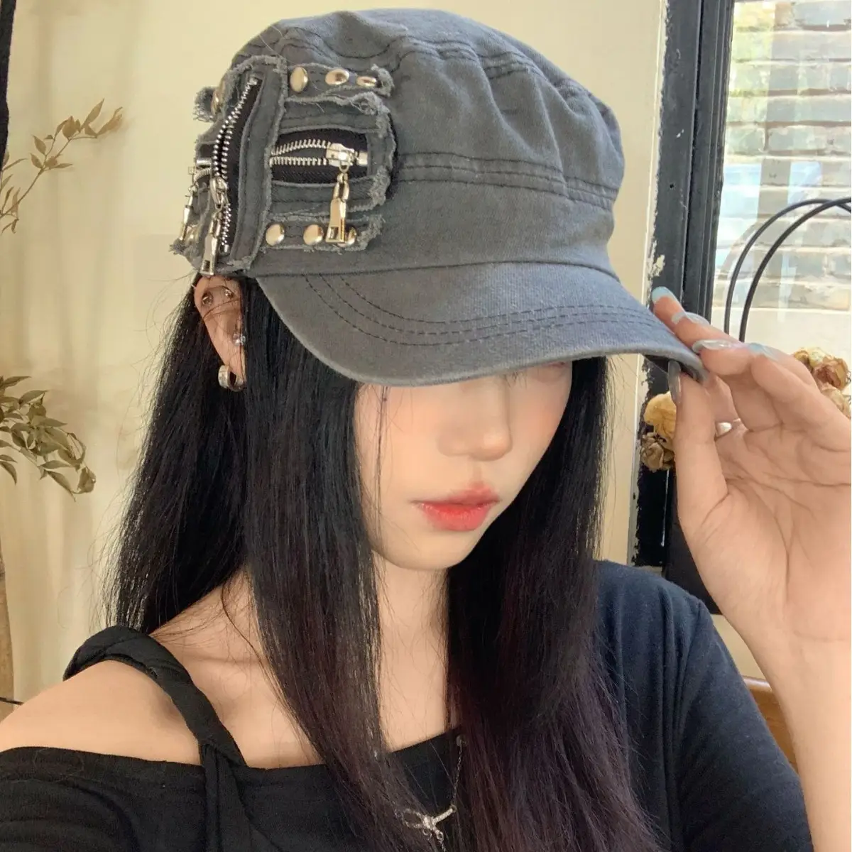 Rivet Cap for Girls, Wind Heavy, Y2K Style - Image 6