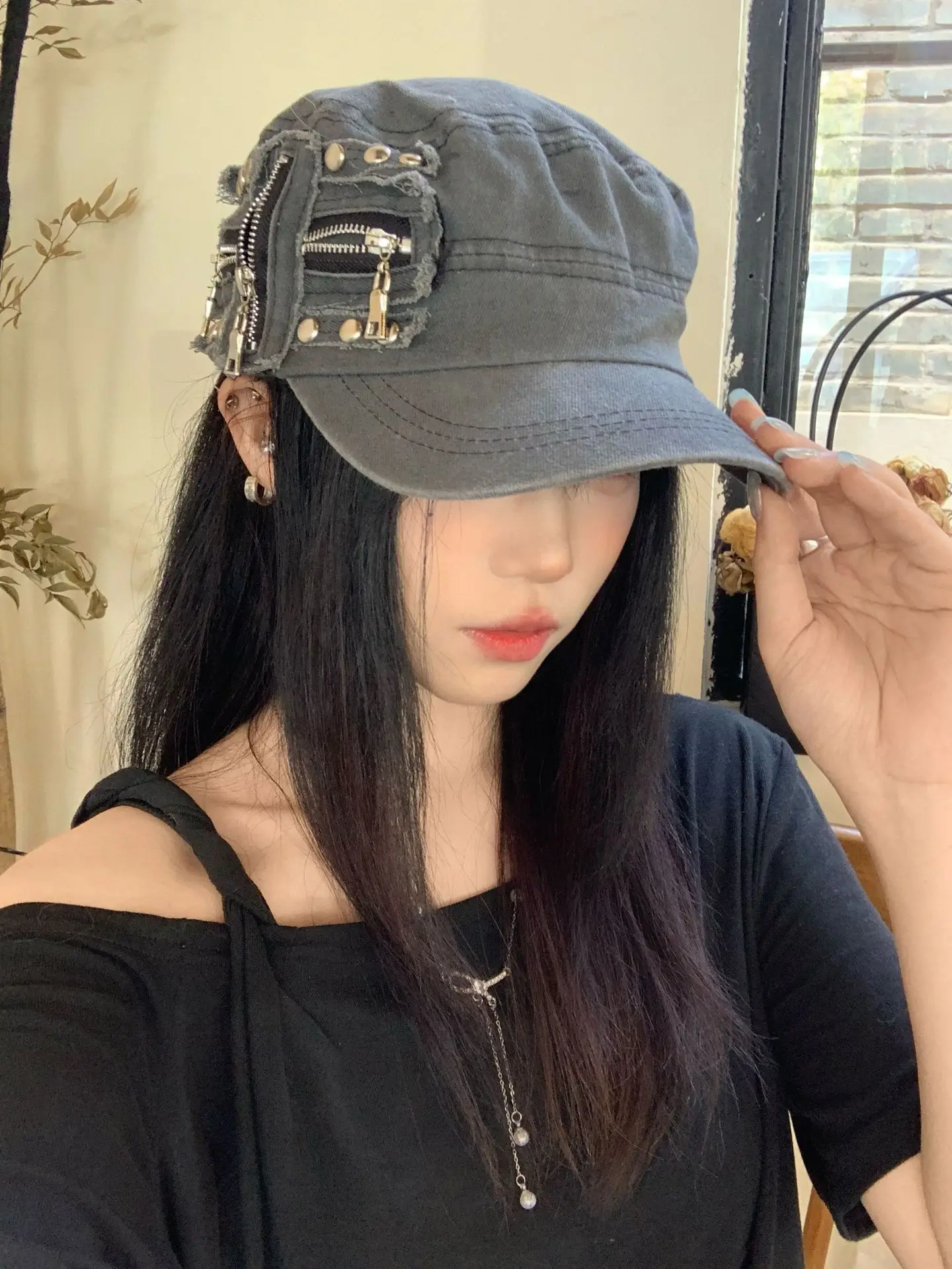 Rivet Cap for Girls, Wind Heavy, Y2K Style — feature 9