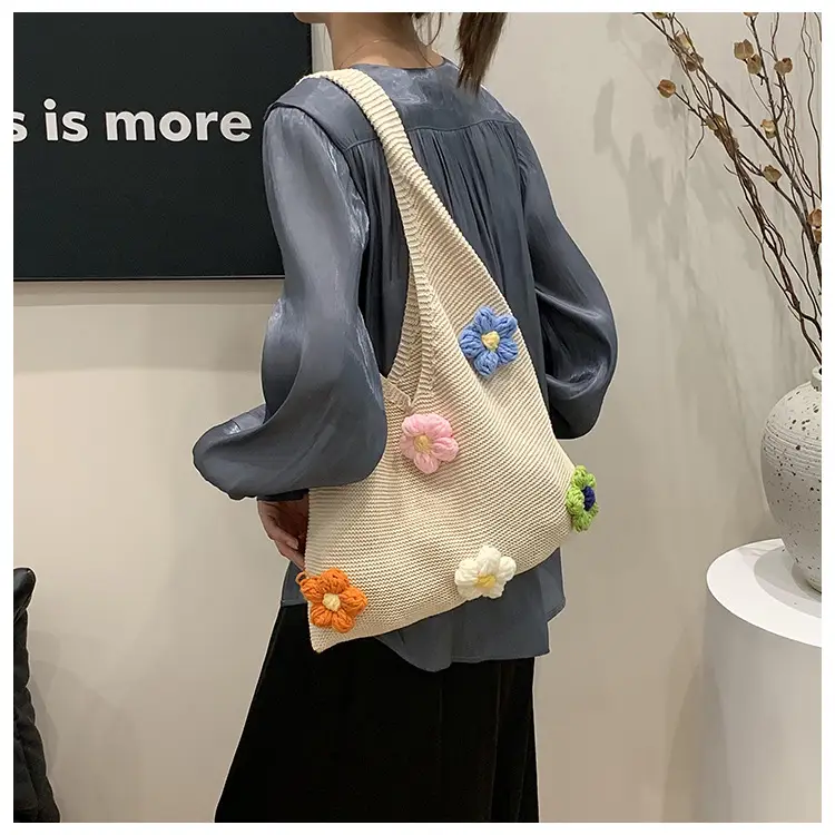 Women Knitted Shoulder Bag Pink Floral Spring Summer 2025 — feature 13