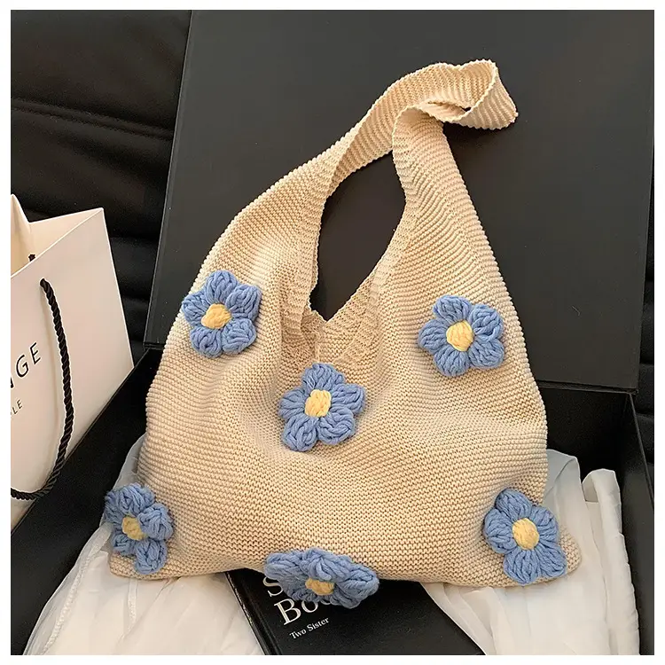 Women Knitted Shoulder Bag Pink Floral Spring Summer 2025 — feature 16