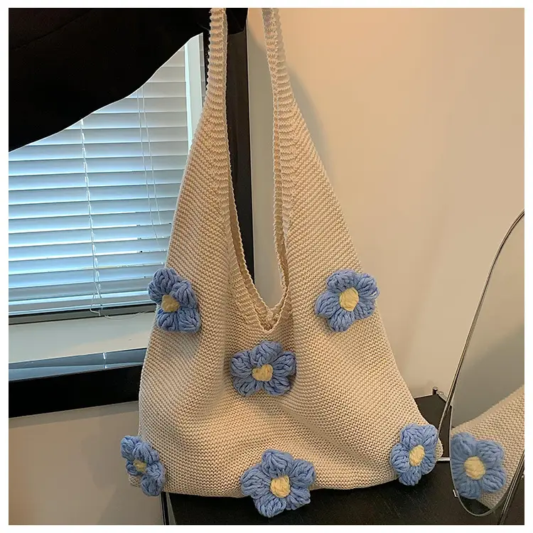 Women Knitted Shoulder Bag Pink Floral Spring Summer 2025 — feature 17