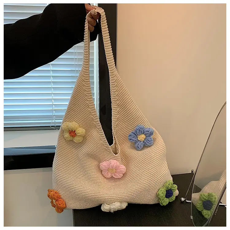 Women Knitted Shoulder Bag Pink Floral Spring Summer 2025 — feature 20