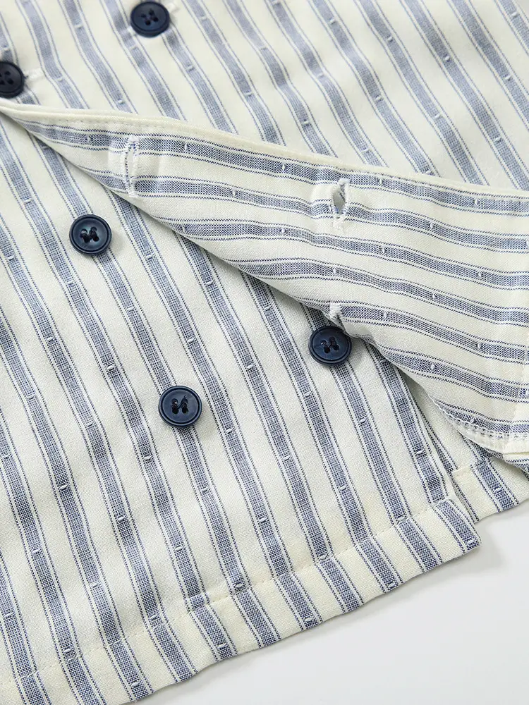 Boys 2025 Blue Striped Short Sleeve T-Shirt - Image 4