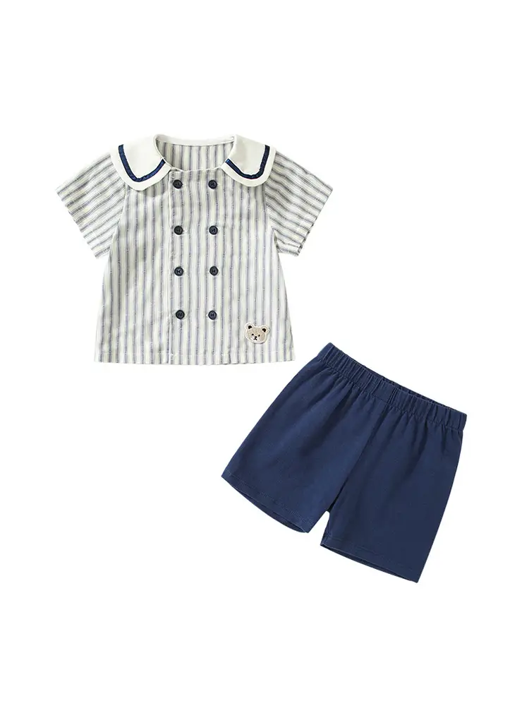 Boys 2025 Blue Striped Short Sleeve T-Shirt - Image 6