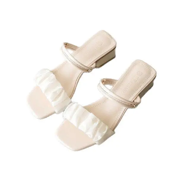 Fairy Style Sandals Women's Summer 2025 New Arrival Thick Heel Cyber Popular French Mid Heel High Heel Two-Wearing Sandals - Image 6