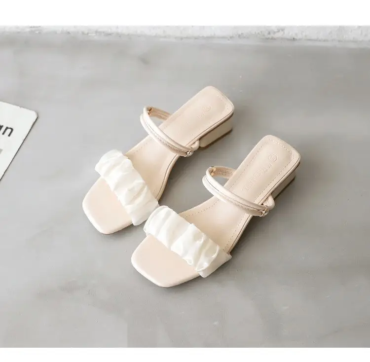 Fairy Style Sandals Women's Summer 2025 New Arrival Thick Heel Cyber Popular French Mid Heel High Heel Two-Wearing Sandals — feature 7