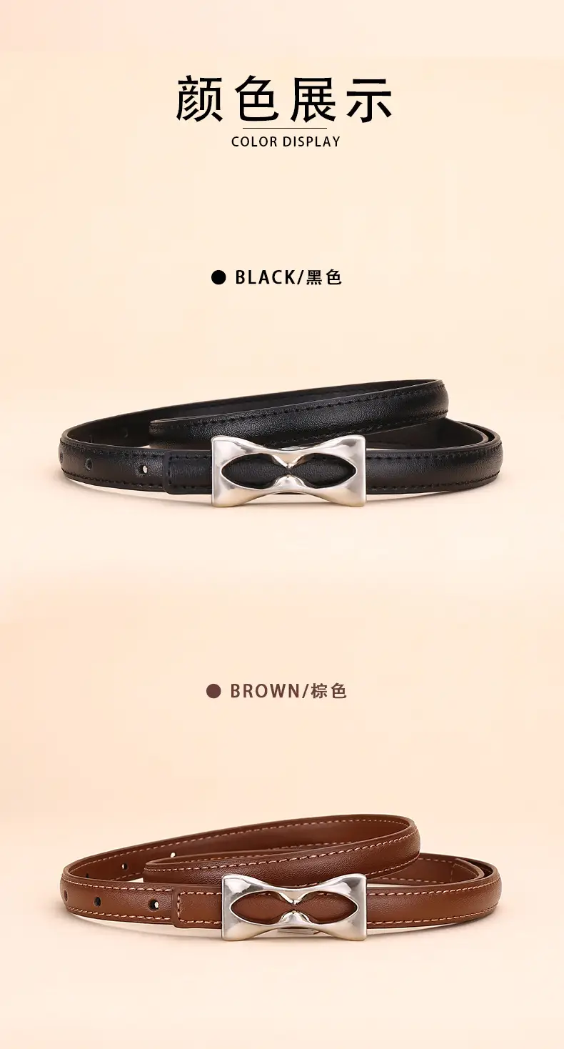 2024 Women's Light Luxury Cowhide Belt with Bow — feature 10