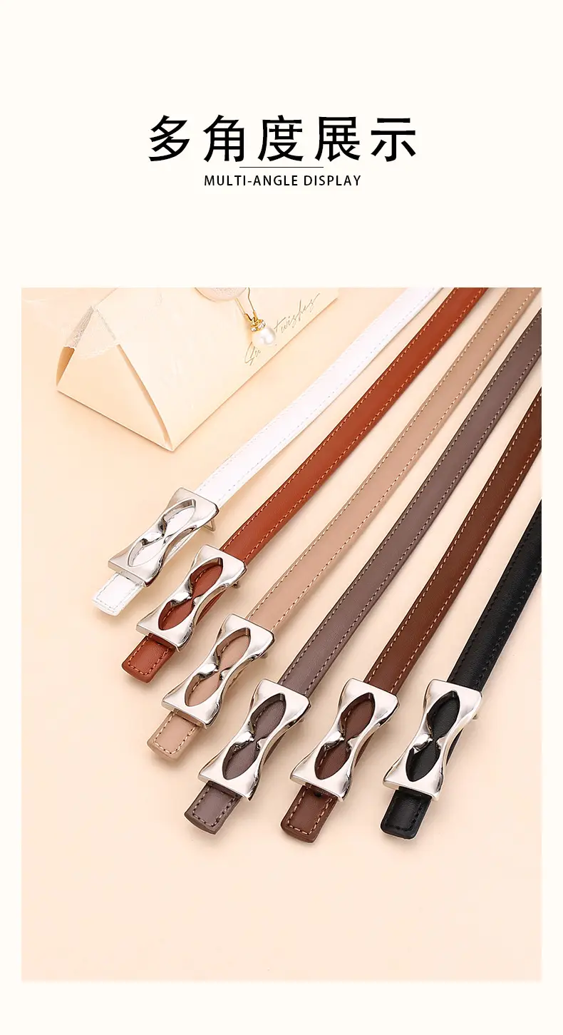 2024 Women's Light Luxury Cowhide Belt with Bow — feature 13