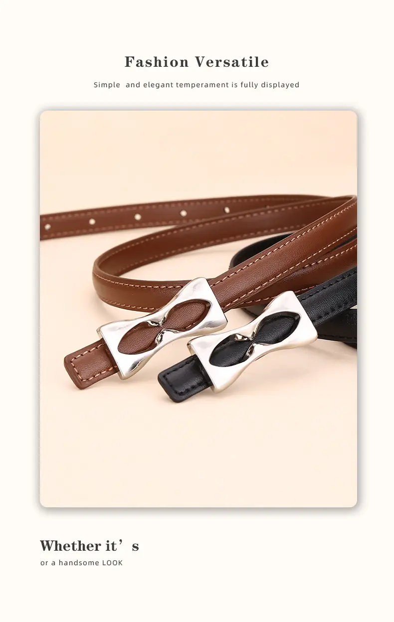 2024 Women's Light Luxury Cowhide Belt with Bow — feature 14