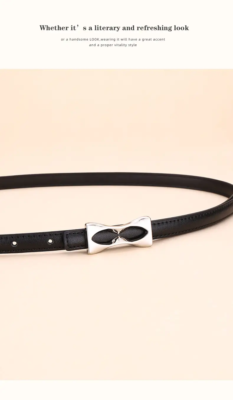 2024 Women's Light Luxury Cowhide Belt with Bow — feature 16