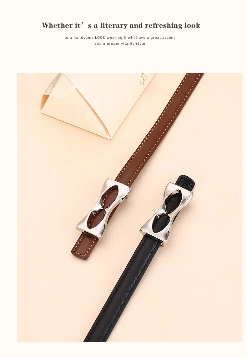 2024 Women's Light Luxury Cowhide Belt with Bow — feature 18