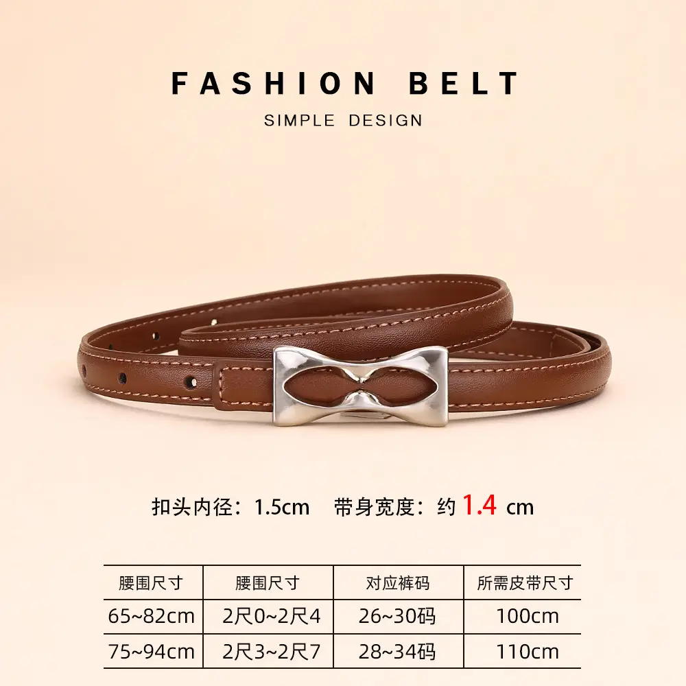 2024 Women's Light Luxury Cowhide Belt with Bow