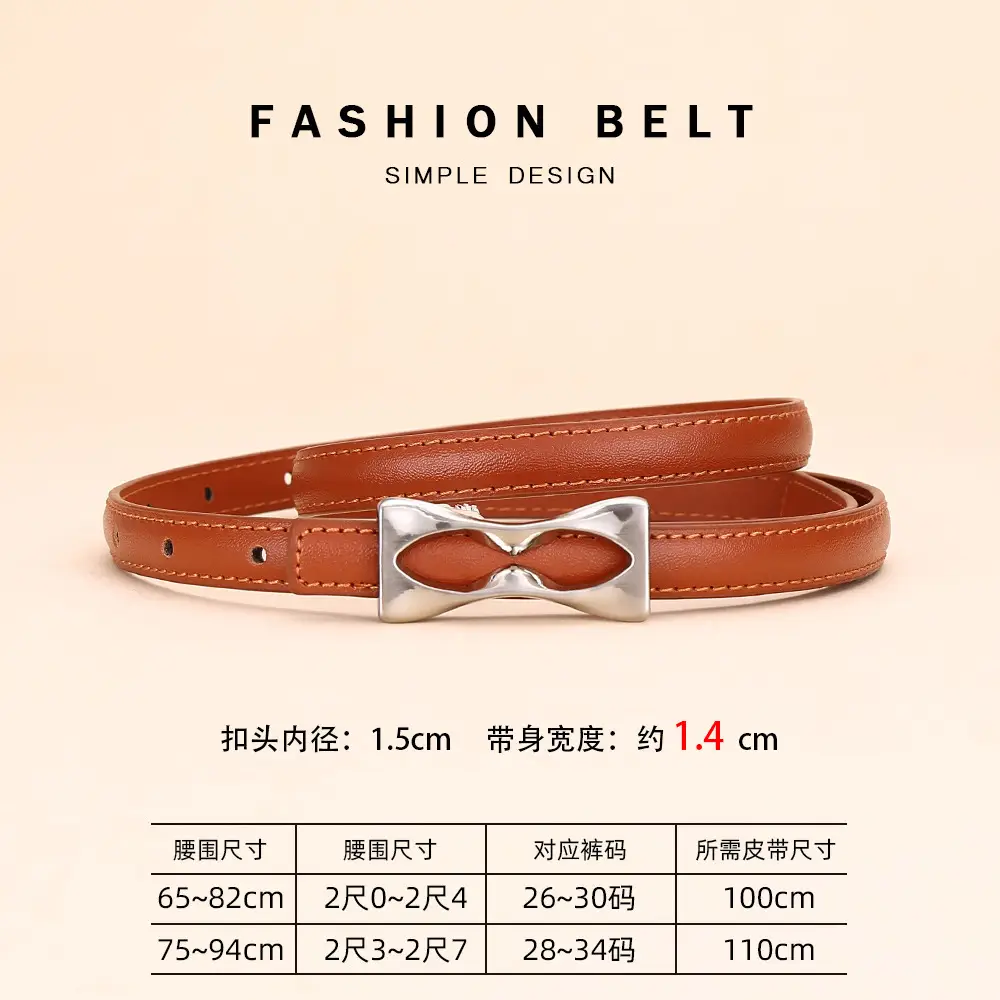2024 Women's Light Luxury Cowhide Belt with Bow