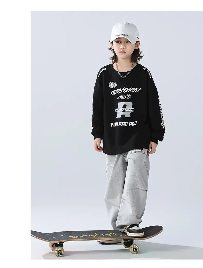 Boys Sweatshirt Black 2026 Kids Spring Wear — feature 10