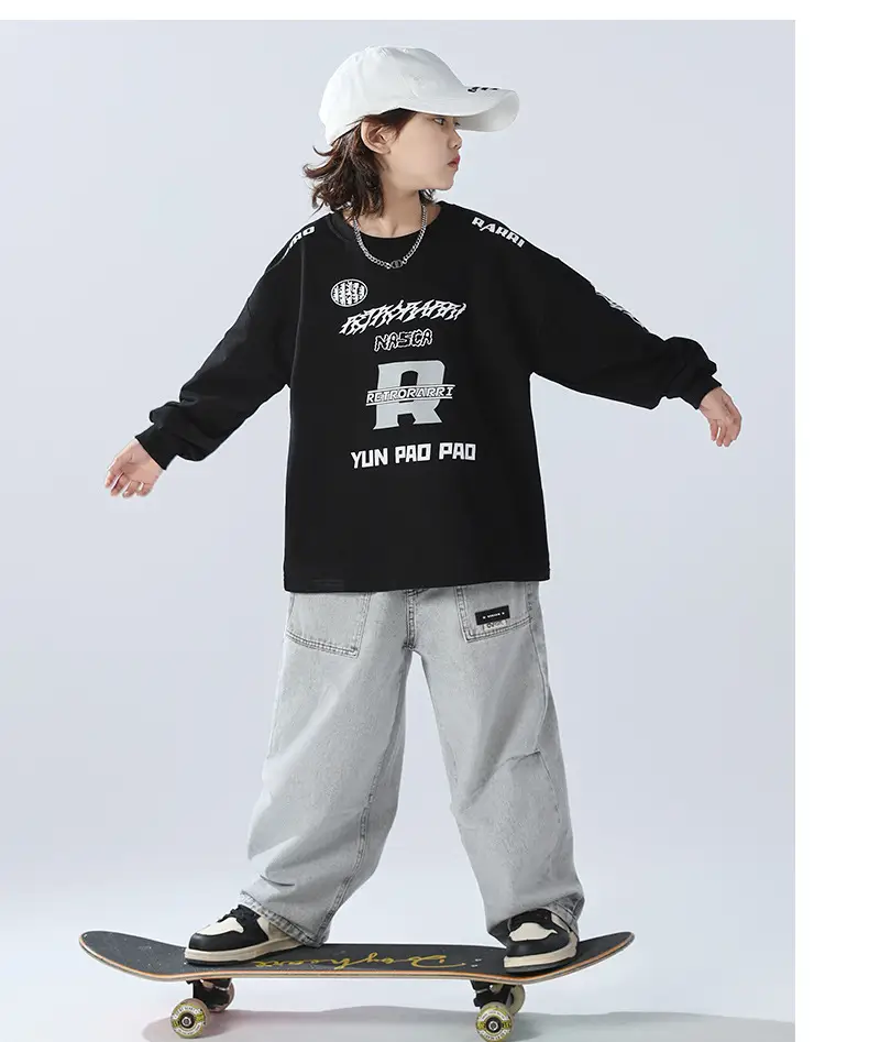 Boys Sweatshirt Black 2026 Kids Spring Wear — feature 11