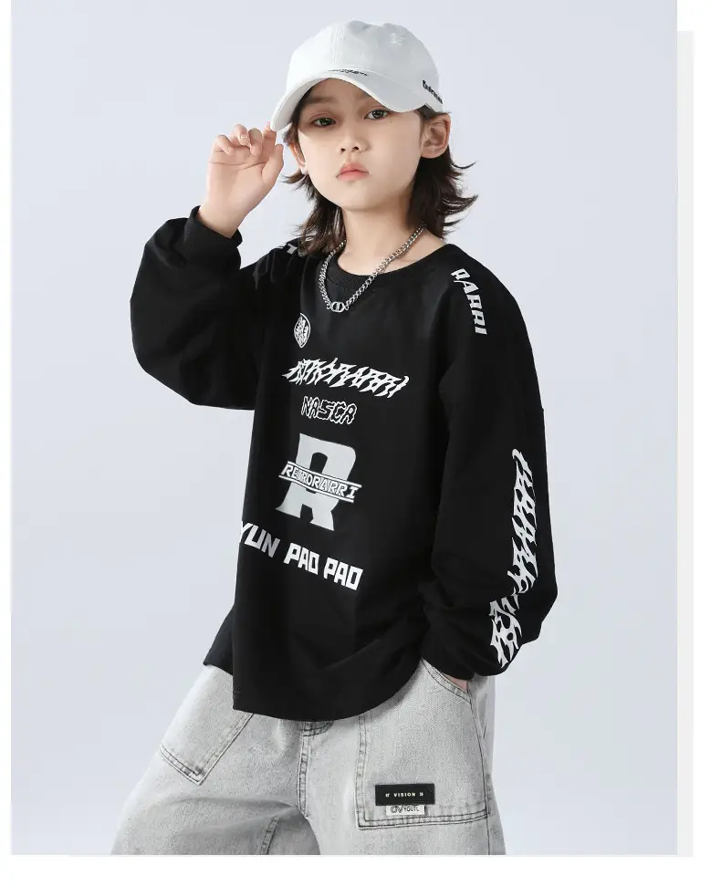 Boys Sweatshirt Black 2026 Kids Spring Wear — feature 12