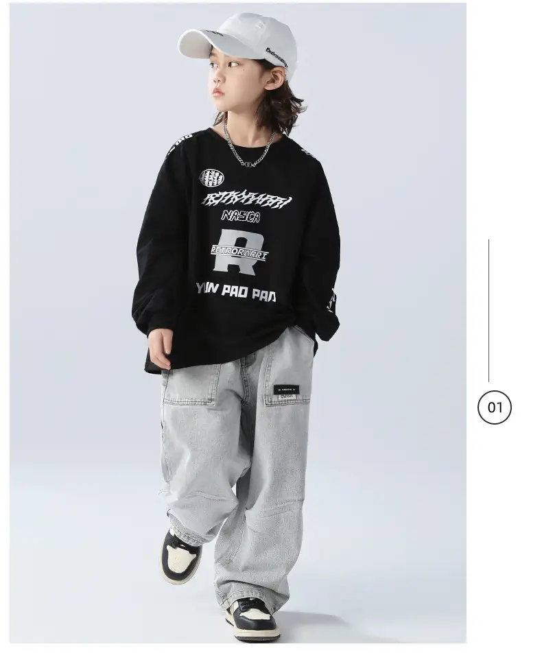 Boys Sweatshirt Black 2026 Kids Spring Wear — feature 13