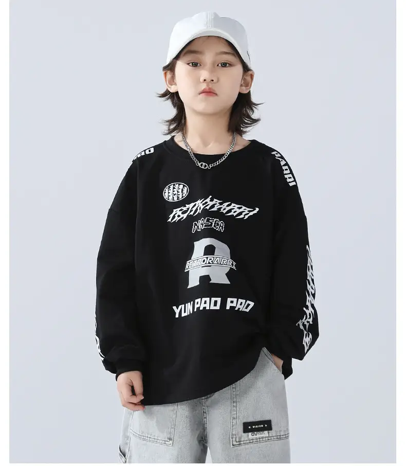 Boys Sweatshirt Black 2026 Kids Spring Wear — feature 14