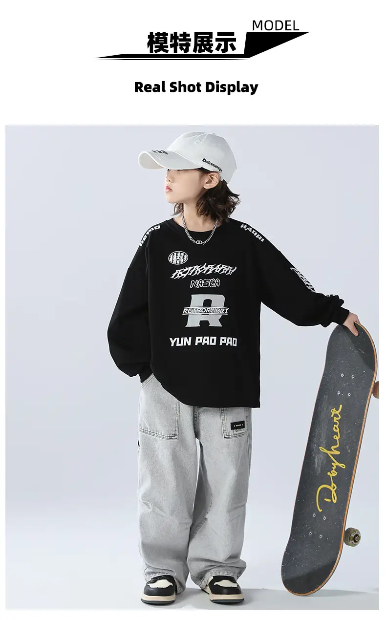 Boys Sweatshirt Black 2026 Kids Spring Wear — feature 8