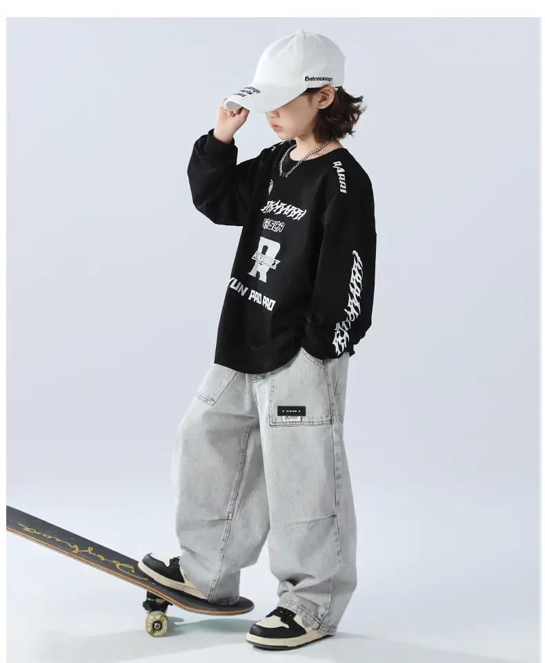 Boys Sweatshirt Black 2026 Kids Spring Wear — feature 9