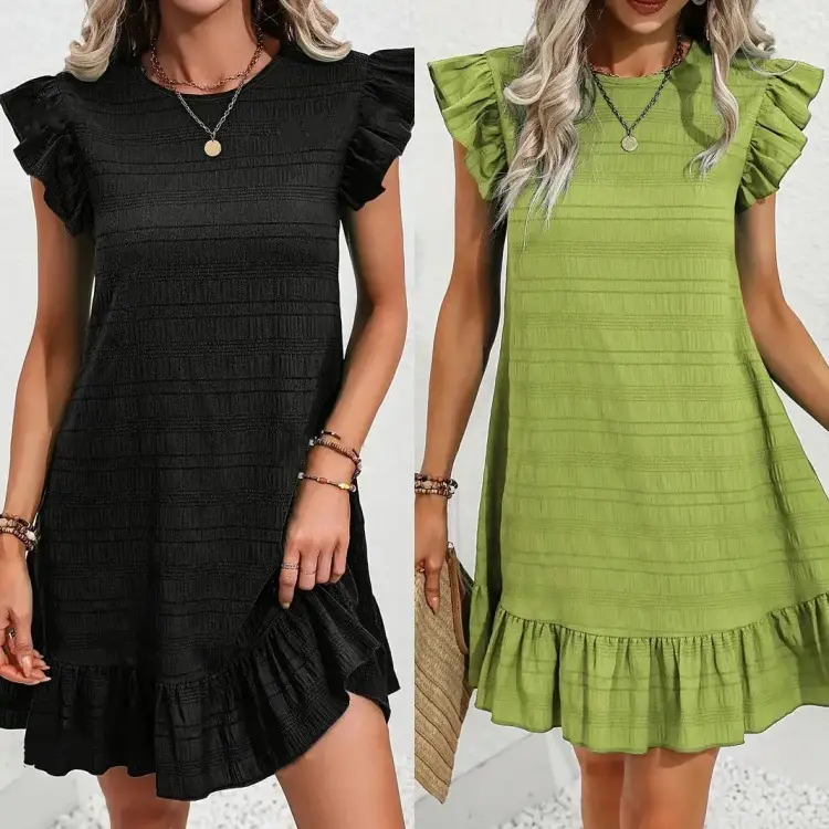 Black Ruffled Sleeveless Women's Dress Plus Size - Image 3