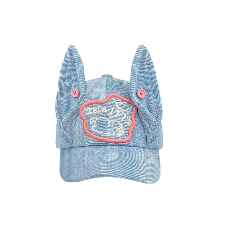 Rabbit Ear Baseball Cap for Kids Blue Denim - Image 6