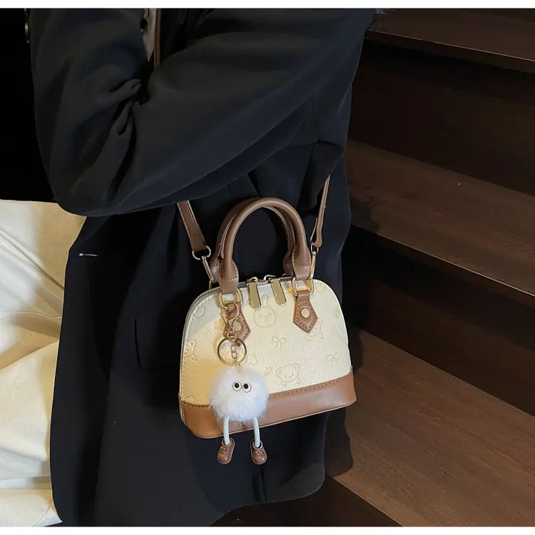 Vintage Printed Shoulder Bag for Women Brown Leather — feature 13