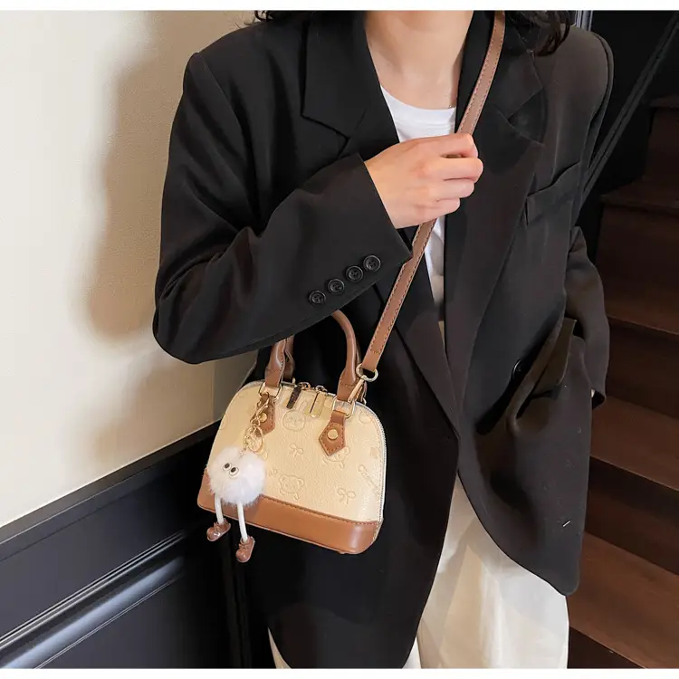 Vintage Printed Shoulder Bag for Women Brown Leather — feature 14