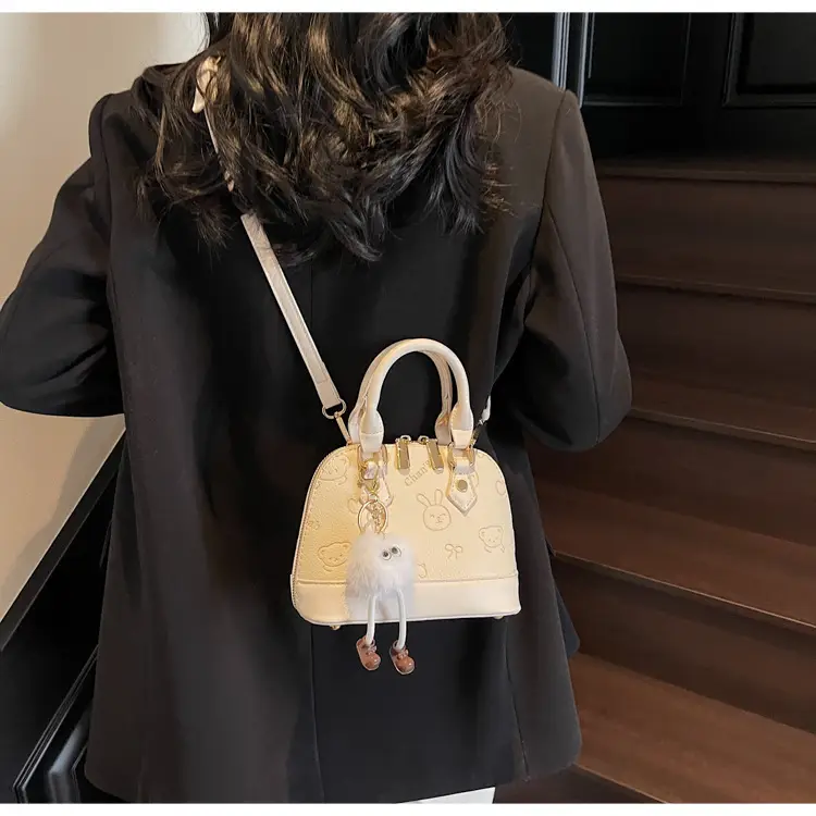 Vintage Printed Shoulder Bag for Women Brown Leather — feature 17