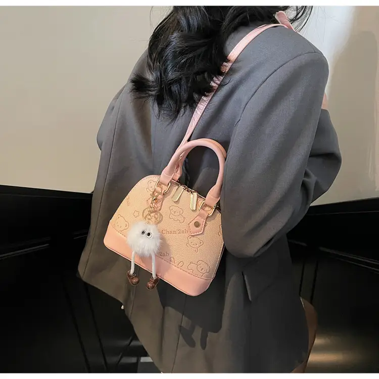 Vintage Printed Shoulder Bag for Women Brown Leather — feature 19
