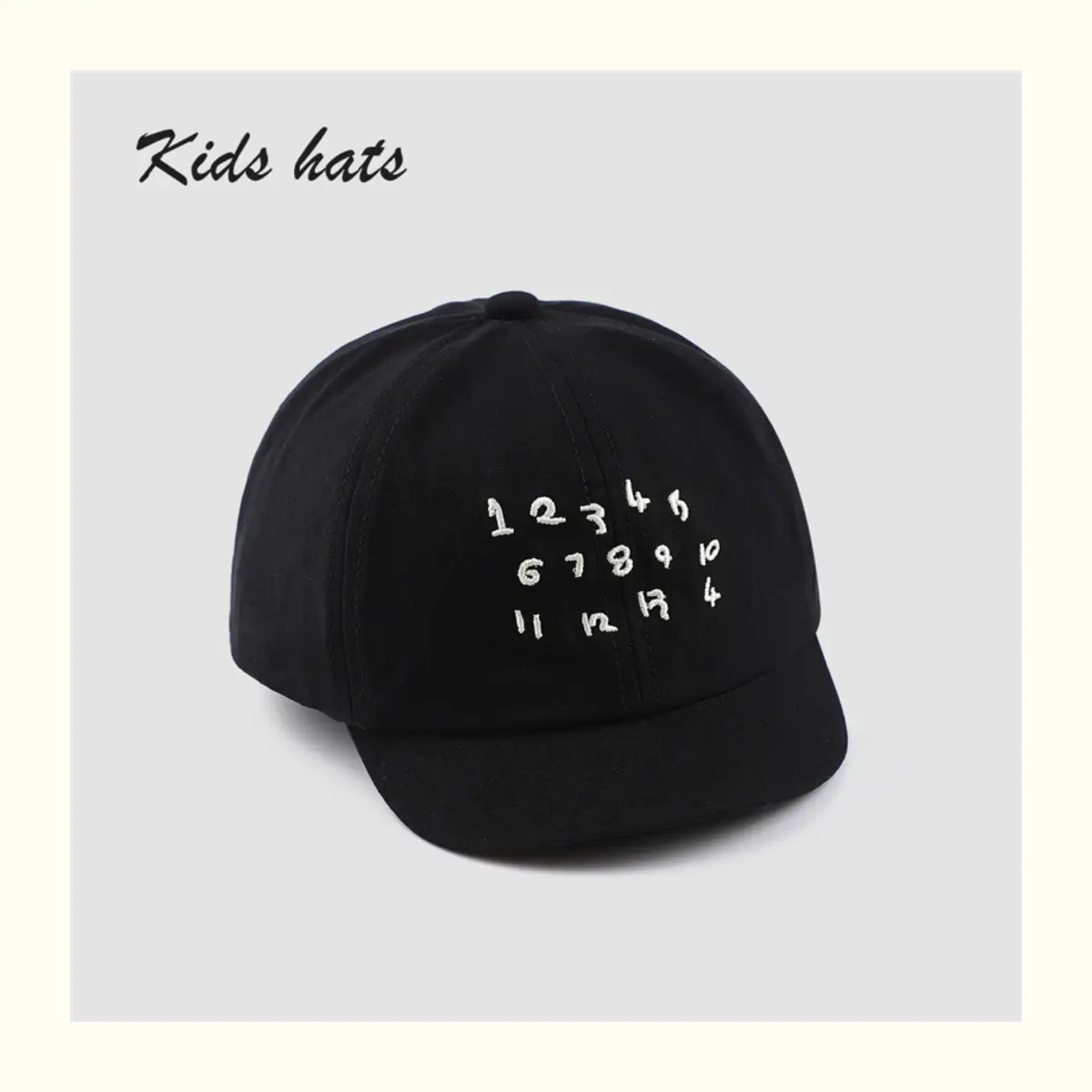 Kids Embroidered Number Cap Tan Black 6-12M — feature 12