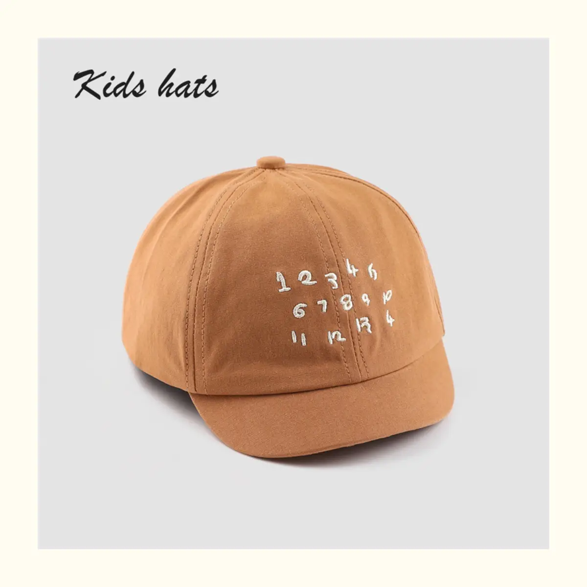 Kids Embroidered Number Cap Tan Black 6-12M — feature 13