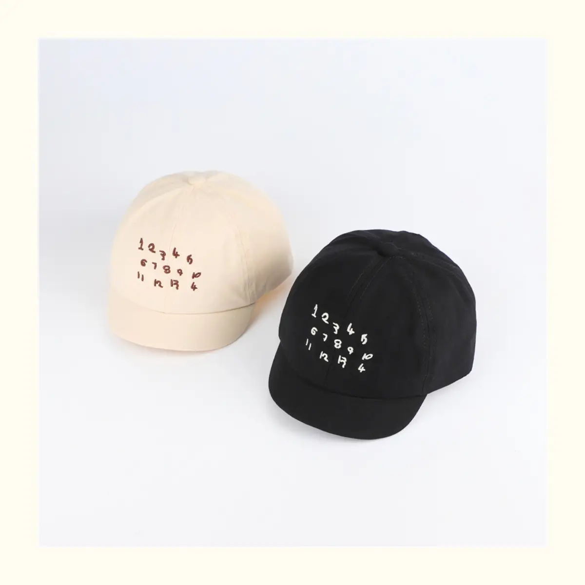 Kids Embroidered Number Cap Tan Black 6-12M — feature 2