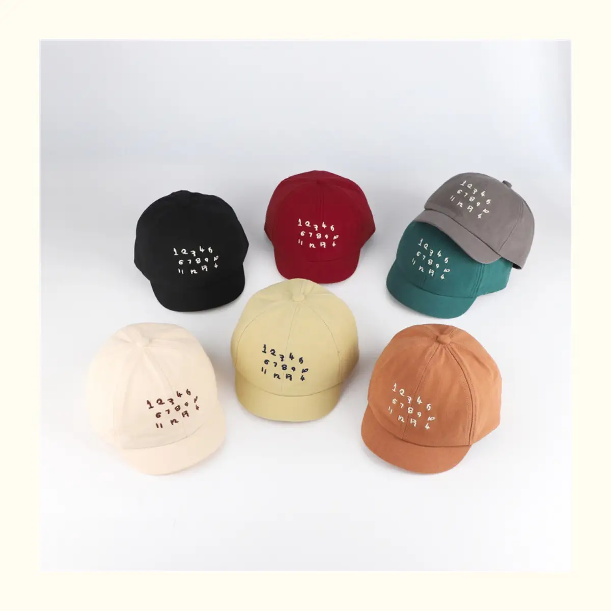 Kids Embroidered Number Cap Tan Black 6-12M — feature 4