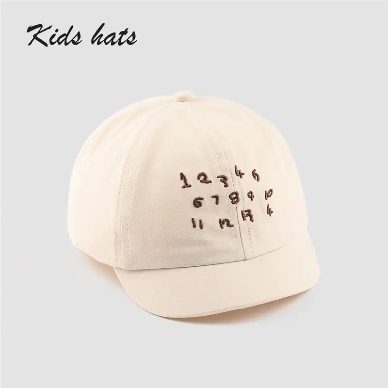 Kids Embroidered Number Cap Tan Black 6-12M - Image 2