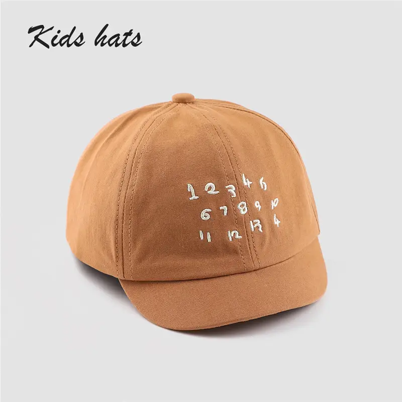 Kids Embroidered Number Cap Tan Black 6-12M - Image 4