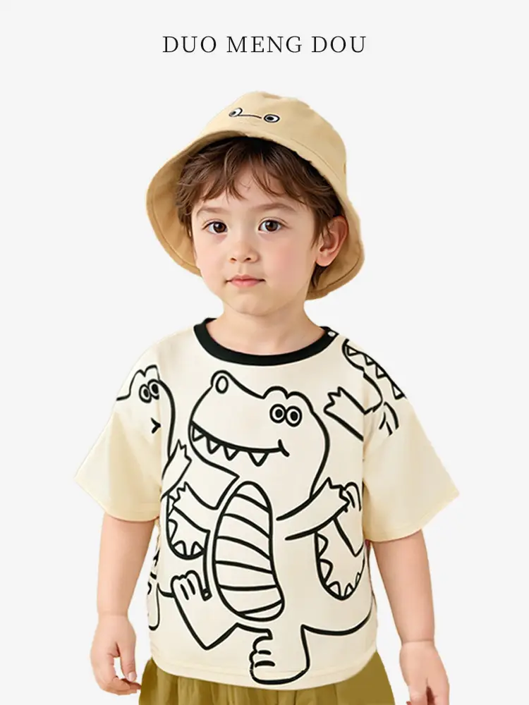 Kids Cotton T-Shirt with Cute Frog Print Summer Casual Dropshipping - Image 3
