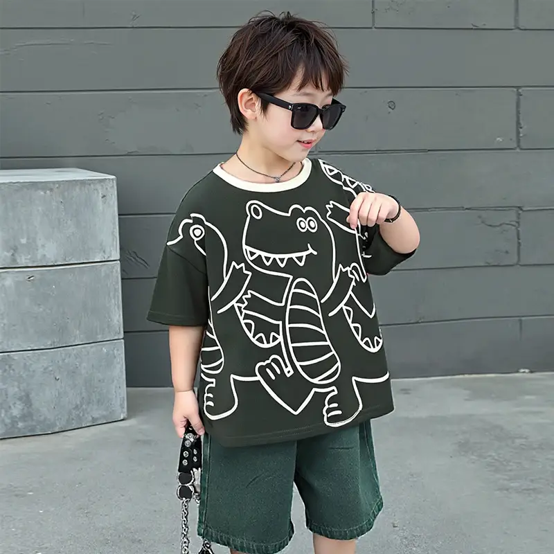 Kids Cotton T-Shirt with Cute Frog Print Summer Casual Dropshipping - Image 2