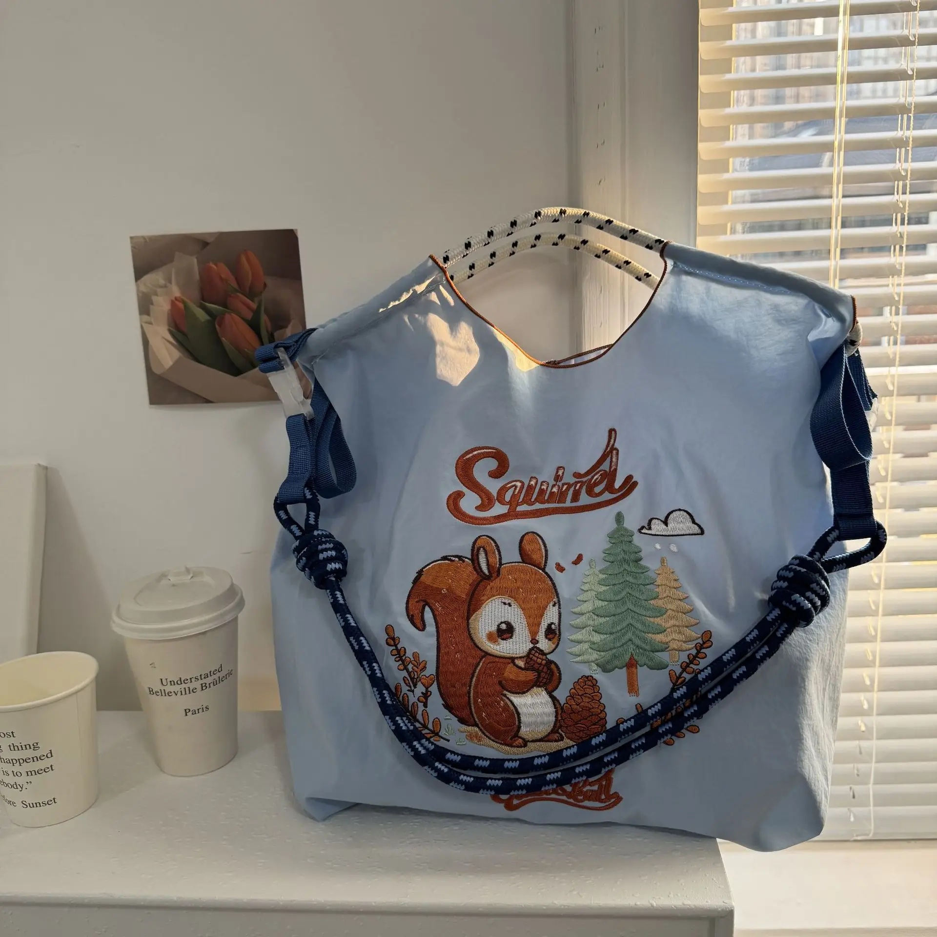 Spring Squirrel Cartoon Tote Bag Large Capacity Crossbody - Image 16