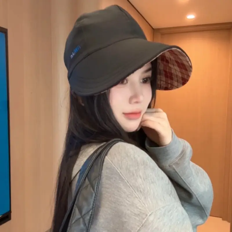 Double Sided Plaid Cap Summer Face Cover Large Bim — feature 2