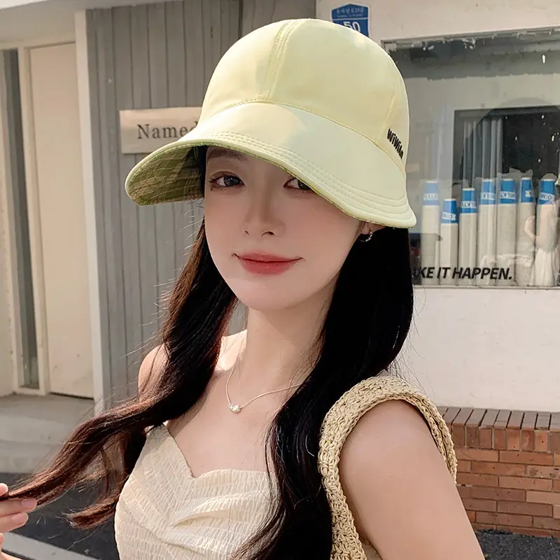 Double Sided Plaid Cap Summer Face Cover Large Bim - Image 4