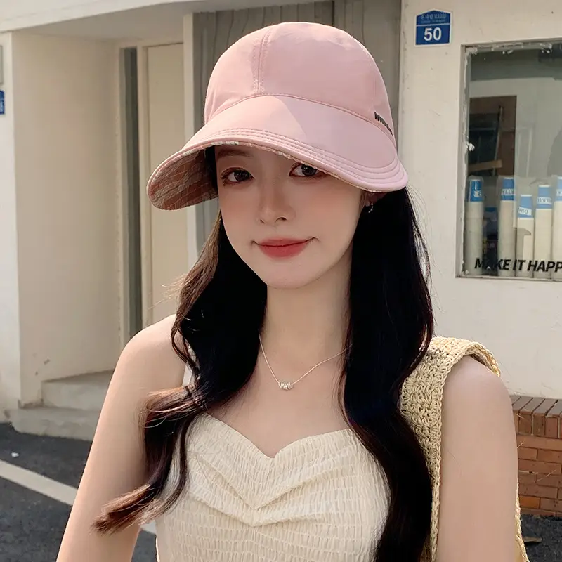 Double Sided Plaid Cap Summer Face Cover Large Bim - Image 5