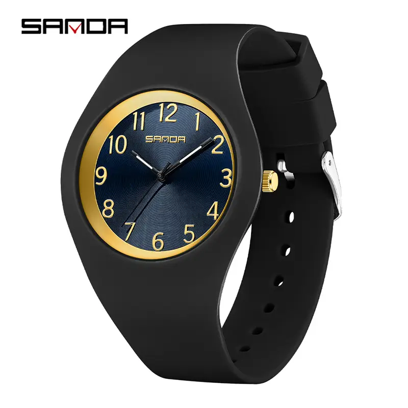 Sanda Red Silicone Women's Watch with Gold Dial - Image 7