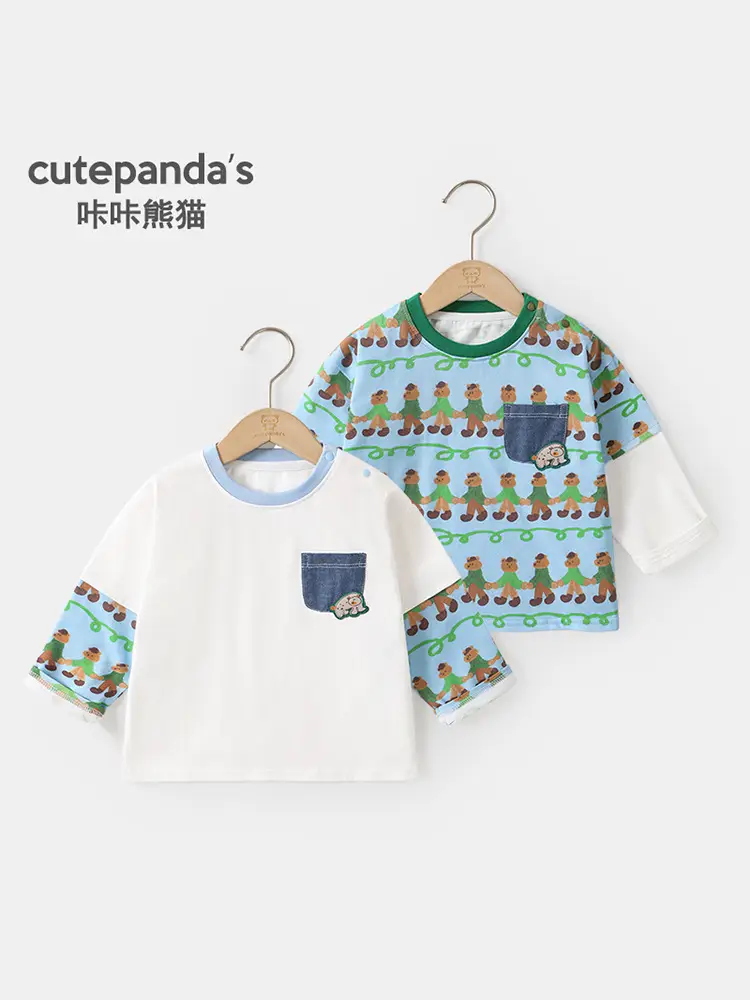 Baby Long Sleeve T-Shirt Blue Panda Print Spring Outfit - Image 6