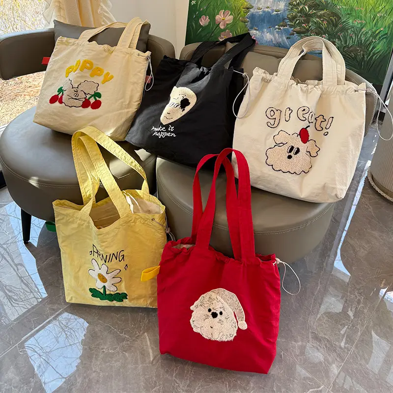 Spring New Fashion Towel Embroidered Portable Tote Large Capacity Fashionable All-match Bag Drawstring Strap Shoulder Bag luggage and leather goods - Image 9