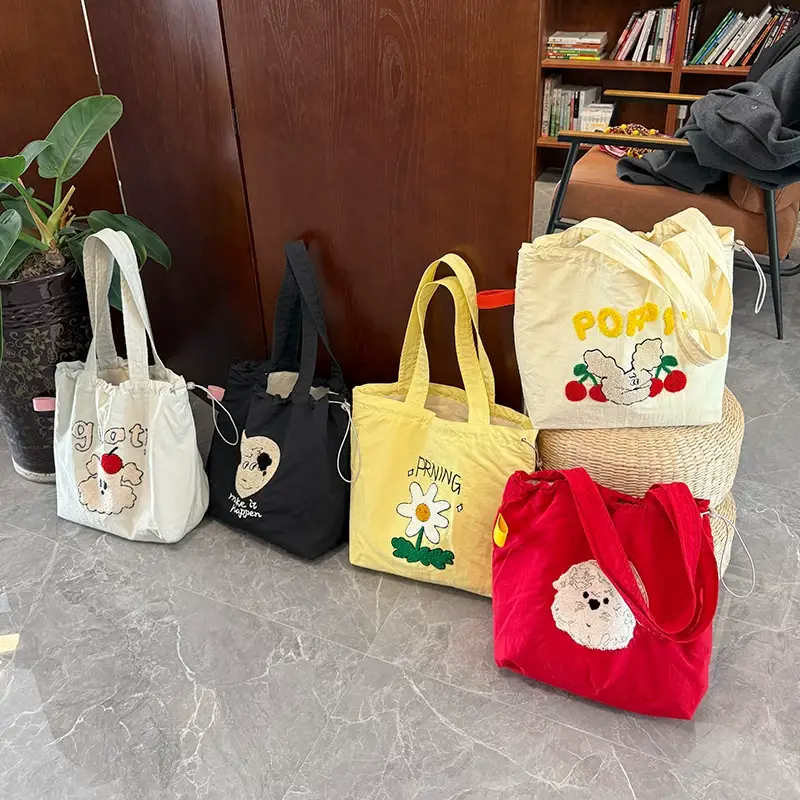 Spring New Fashion Towel Embroidered Portable Tote Large Capacity Fashionable All-match Bag Drawstring Strap Shoulder Bag luggage and leather goods — feature 1