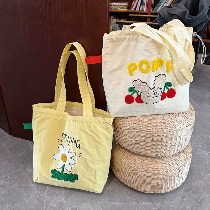 Spring New Fashion Towel Embroidered Portable Tote Large Capacity Fashionable All-match Bag Drawstring Strap Shoulder Bag luggage and leather goods — feature 10